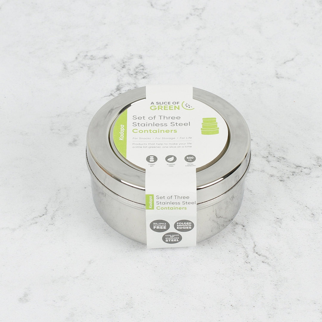 Kadapa – Set of Three Containers - Green Tulip