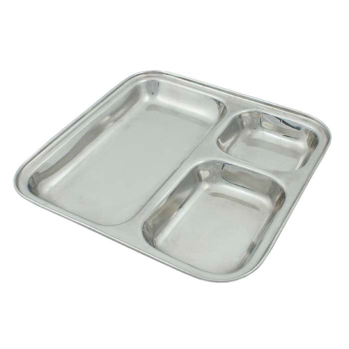 Square Stainless Steel Divided Plate - 25cm