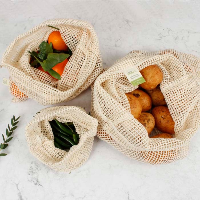Organic Cotton Mesh Produce Bags - 3 Bag Variety Pack