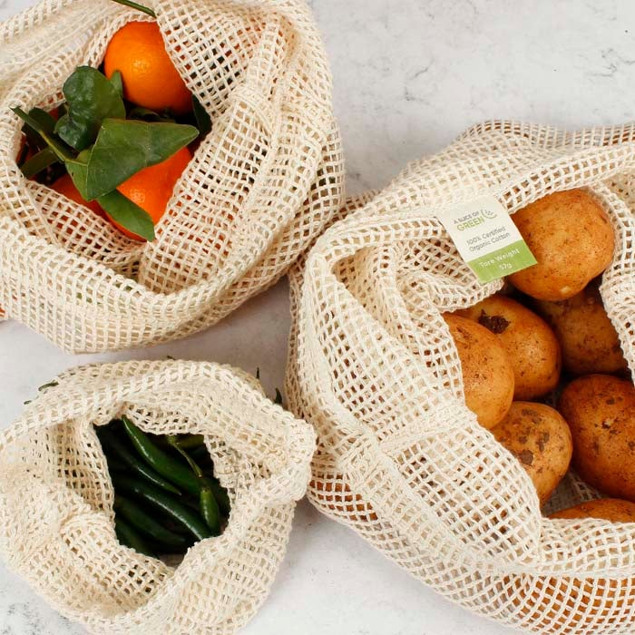 Organic Cotton Mesh Produce Bags - 3 Bag Variety Pack