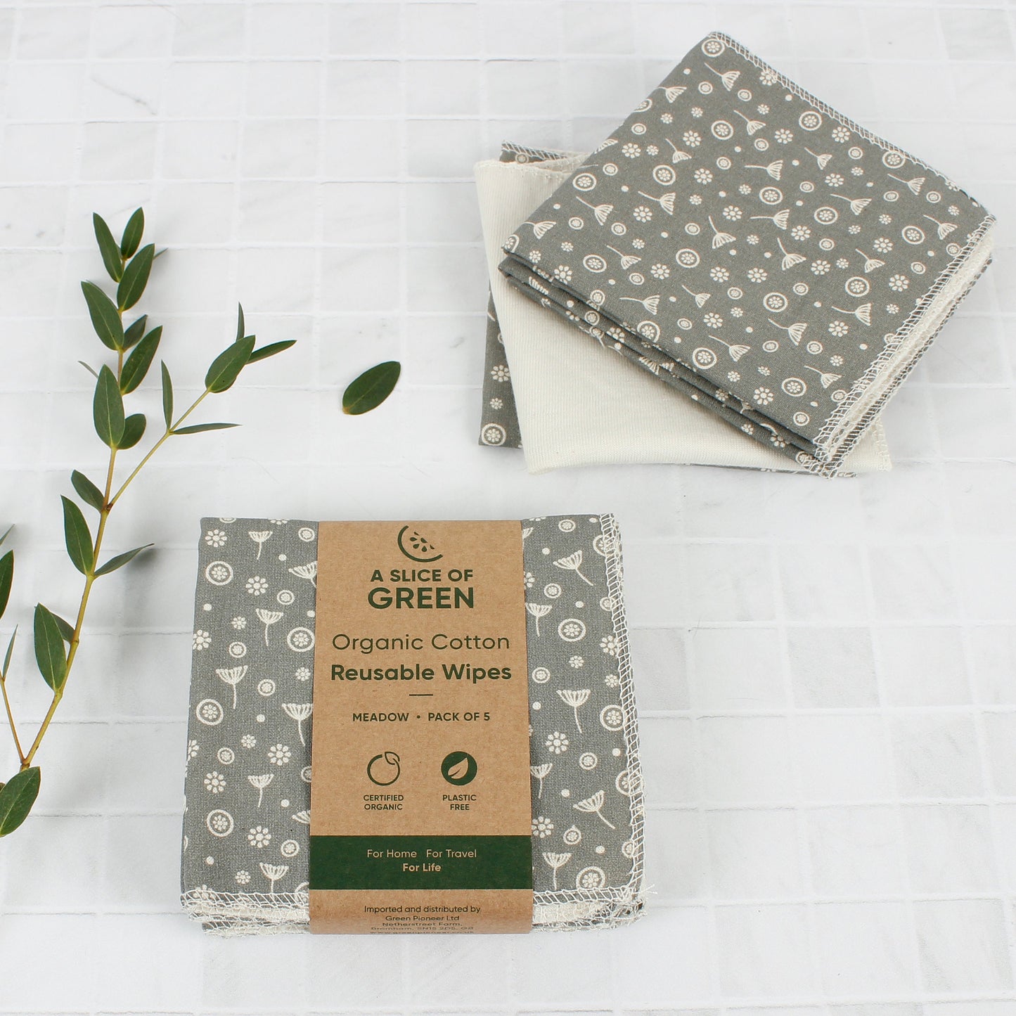 *NQP* Organic Cotton Reusable Wipes - Meadow - Pack of 5