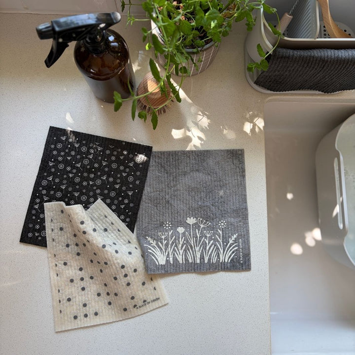 Printed Swedish Sponge Cloths - Pack of 3 - Meadow