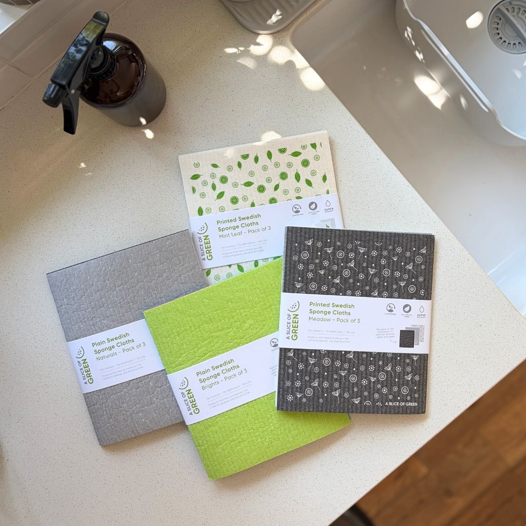 Printed Swedish Sponge Cloths - Pack of 3 - Mint Leaf