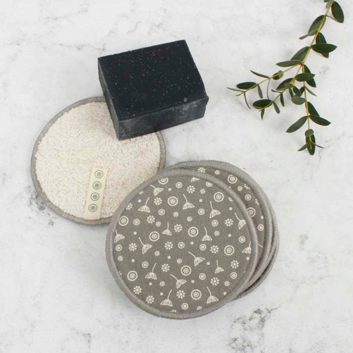 Large Organic Cotton Facial Pads - Meadow - Pack of 5 - Green Tulip