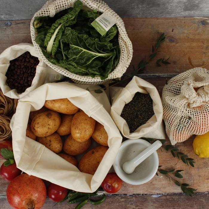 Organic Cotton Mesh Produce Bag - Medium (26 x 32cm) - Green Tulip