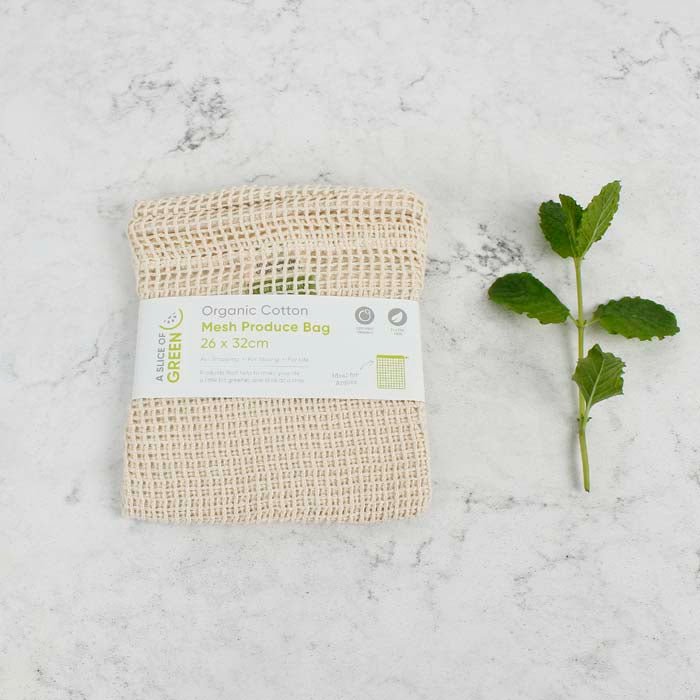 Organic Cotton Mesh Produce Bag - Medium (26 x 32cm) - Green Tulip