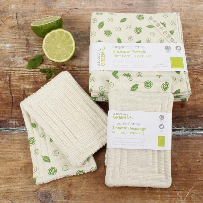 Organic Cotton 'Scrub' Unsponge - Mint Leaf - Pack of 2 - Green Tulip