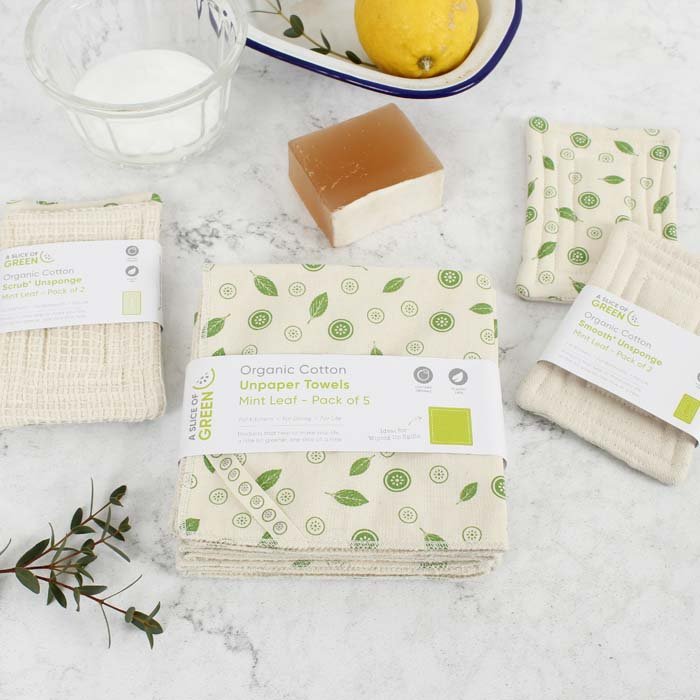 Organic Cotton 'Scrub' Unsponge - Mint Leaf - Pack of 2 - Green Tulip