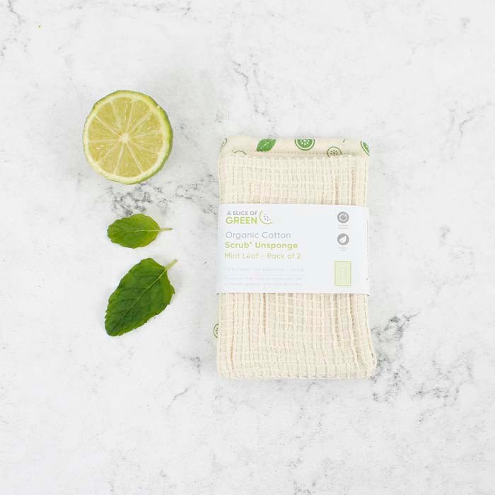 Organic Cotton 'Scrub' Unsponge - Mint Leaf - Pack of 2 - Green Tulip