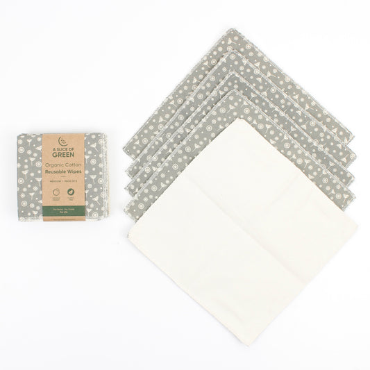 *NQP* Organic Cotton Reusable Wipes - Meadow - Pack of 5